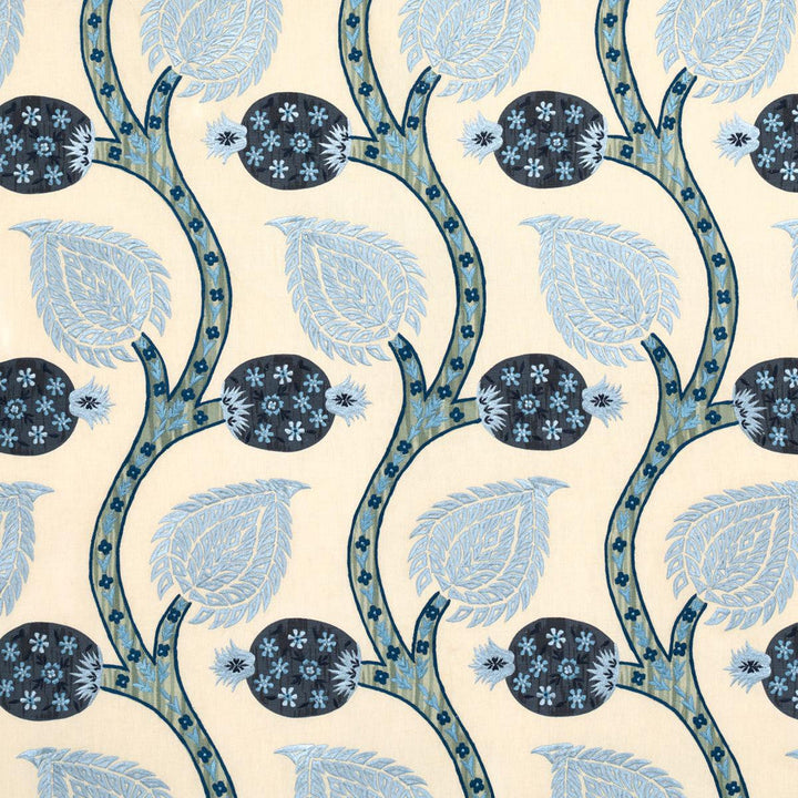 Nurata Embroidery Lapis 174181 by Schumacher Designer Fabric Perennial Favorites 10.75" - Swanky Fabrics -
