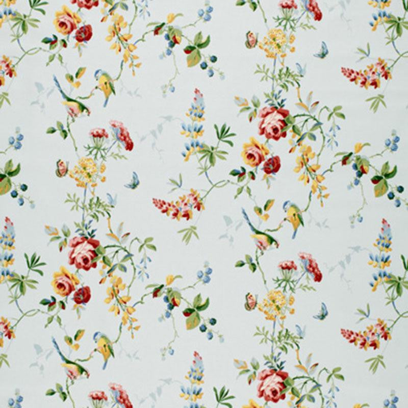 Chickadee Floral Sky 1235014 by Schumacher Fabric Classic Prints 13.5" - Fabric Carolina -