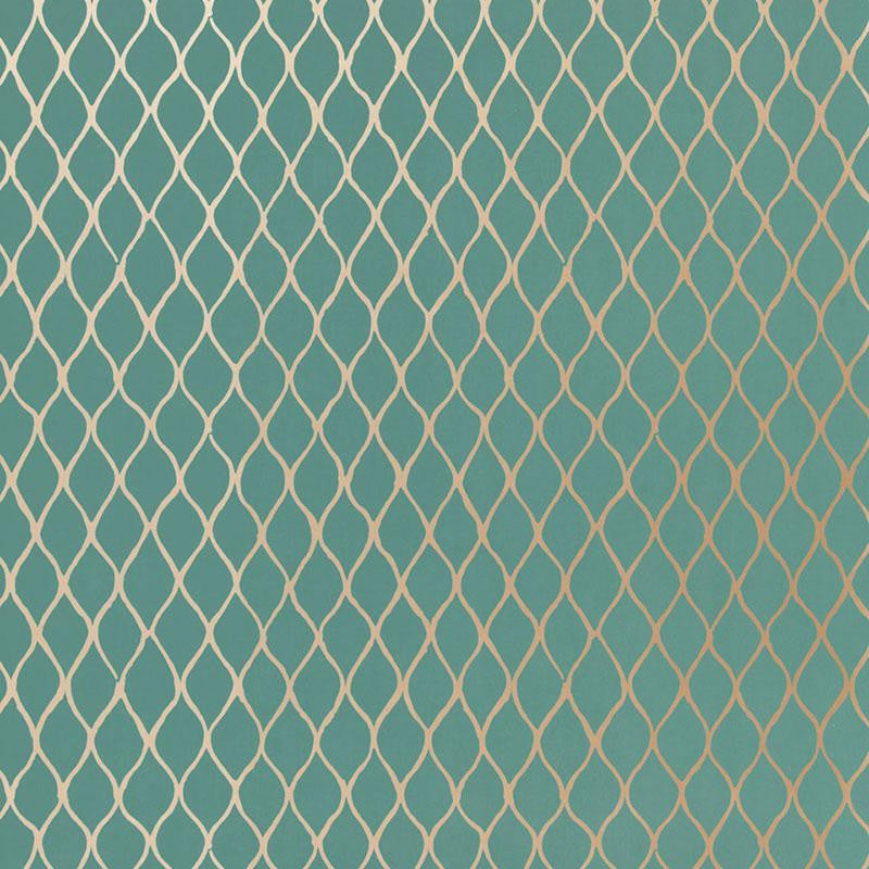 Valencia Turquoise 5005911 by Schumacher Designer Wallpaper Byzantium 13.5" - Swanky Fabrics -