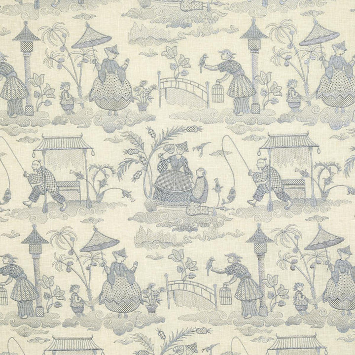 Bassano Embroidered Toile Delft 66600 by Schumacher Fabric Palazzo 17.0" - Fabric Carolina -