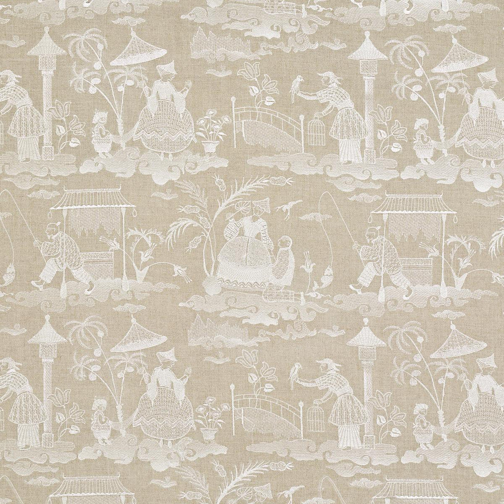 Bassano Embroidered Toile Linen 66601 by Schumacher Fabric Palazzo 17.0" - Fabric Carolina -