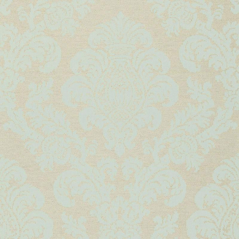 Firenze Linen Damask Aqua 66631 by Schumacher Designer Fabric Palazzo 13.88" - Swanky Fabrics -