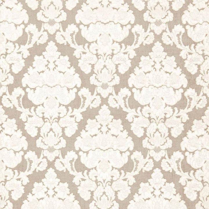 Montalcino Appliqu Damask Linen 66590 by Schumacher Designer Fabric Palazzo 6.38" - Swanky Fabrics -