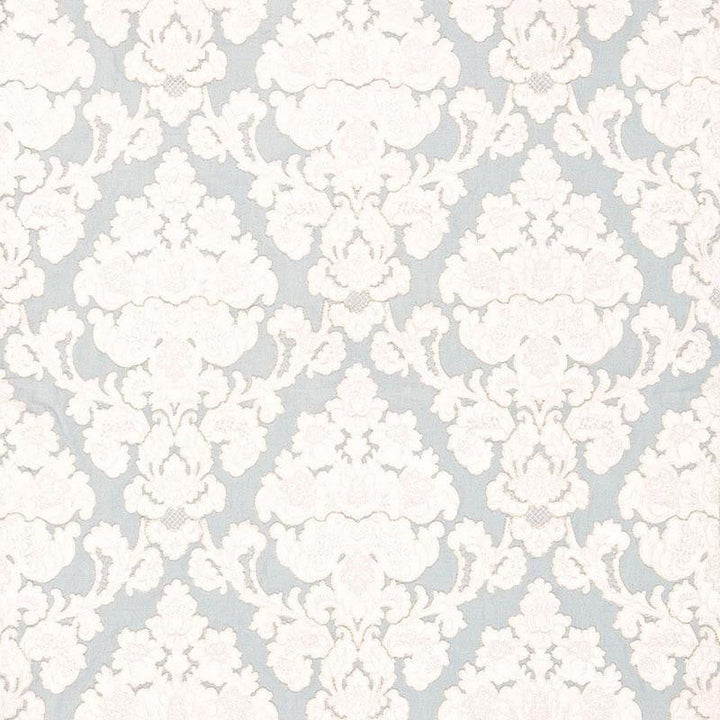 Montalcino Appliqu Damask Robin'S Egg 66591 by Schumacher Designer Fabric Palazzo 6.38" - Swanky Fabrics -