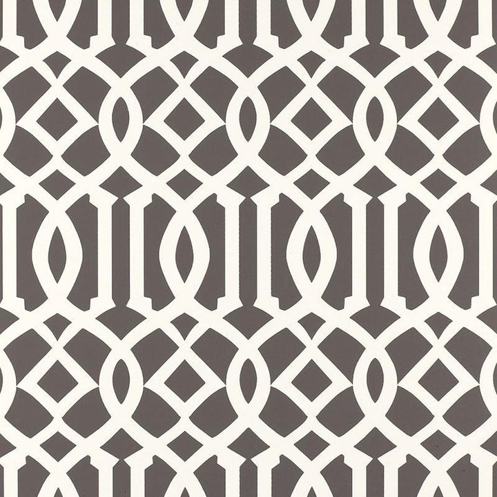 Imperial Trellis Charcoal 5003361 by Schumacher Wallpaper Print Happy 6.75" - Fabric Carolina -