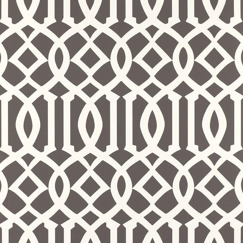 Imperial Trellis Charcoal 5003361 by Schumacher Designer Wallpaper Print Happy 6.75" - Swanky Fabrics -