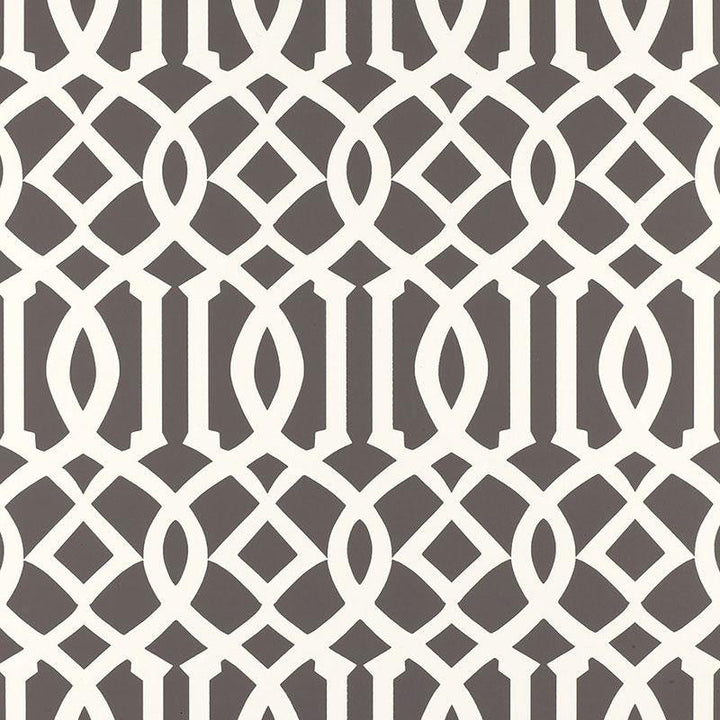 Imperial Trellis Charcoal 5003361 by Schumacher Designer Wallpaper Print Happy 6.75" - Swanky Fabrics -