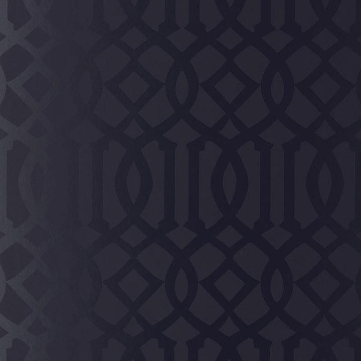 Imperial Trellis Onyx Gloss 2707215 by Schumacher Designer Wallpaper Print Happy 6.75" - Swanky Fabrics -