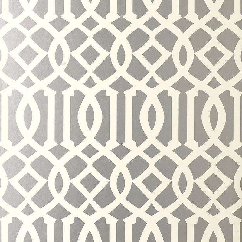 Imperial Trellis Silver 5003362 by Schumacher Wallpaper Print Happy 6.75" - Fabric Carolina -