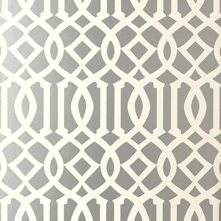 Imperial Trellis Silver 5003362 by Schumacher Wallpaper Print Happy 6.75" - Fabric Carolina -
