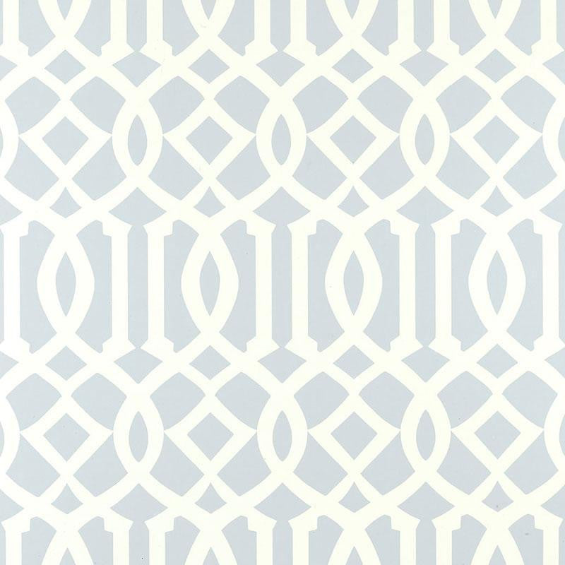 Imperial Trellis Soft Aqua 5003363 by Schumacher Designer Wallpaper Print Happy 6.75" - Swanky Fabrics -