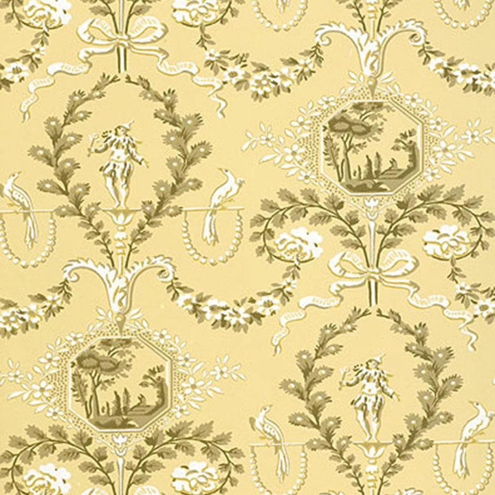 Jester Arabesque Sunlight 5004112 by Schumacher Wallpaper Perennial Favorites 13.5" - Fabric Carolina -