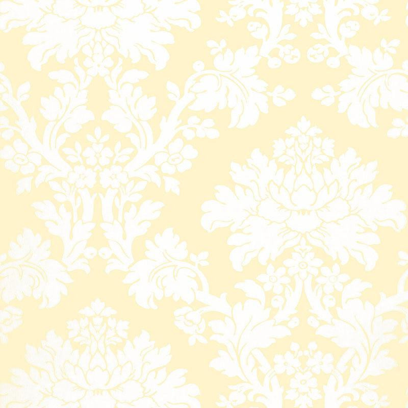 Tierni Damask Buttercup 5004461 by Schumacher Designer Wallpaper Greenhouse 13.5" - Swanky Fabrics -