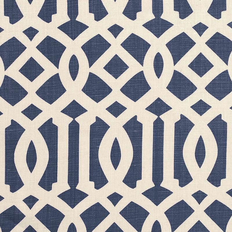 Imperial Trellis Ii Ivory / Navy 174411 by Schumacher Designer Fabric Print Happy 6.0" - Swanky Fabrics -
