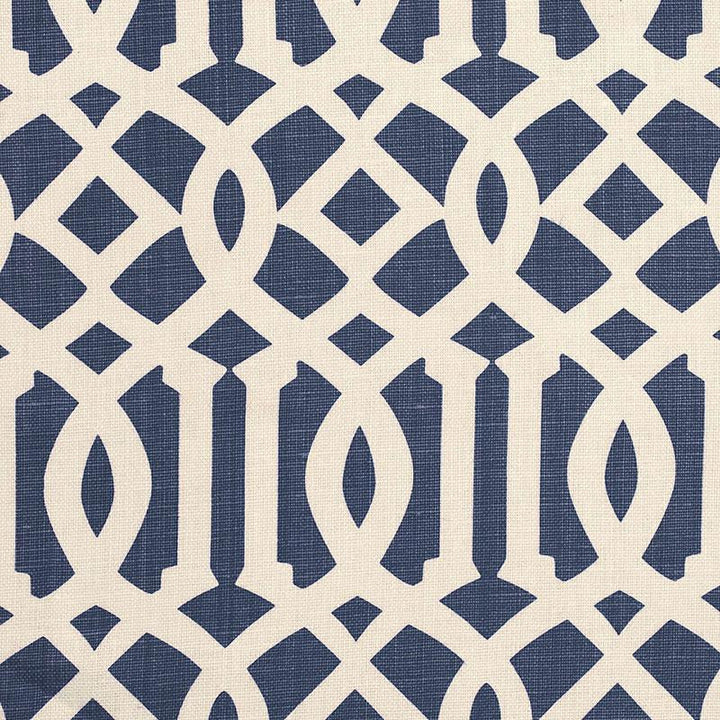 Imperial Trellis Ii Ivory / Navy 174411 by Schumacher Designer Fabric Print Happy 6.0" - Swanky Fabrics -