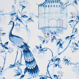 Oiseaux Et Fleurs Porcelain 5004081 by Schumacher Wallpaper