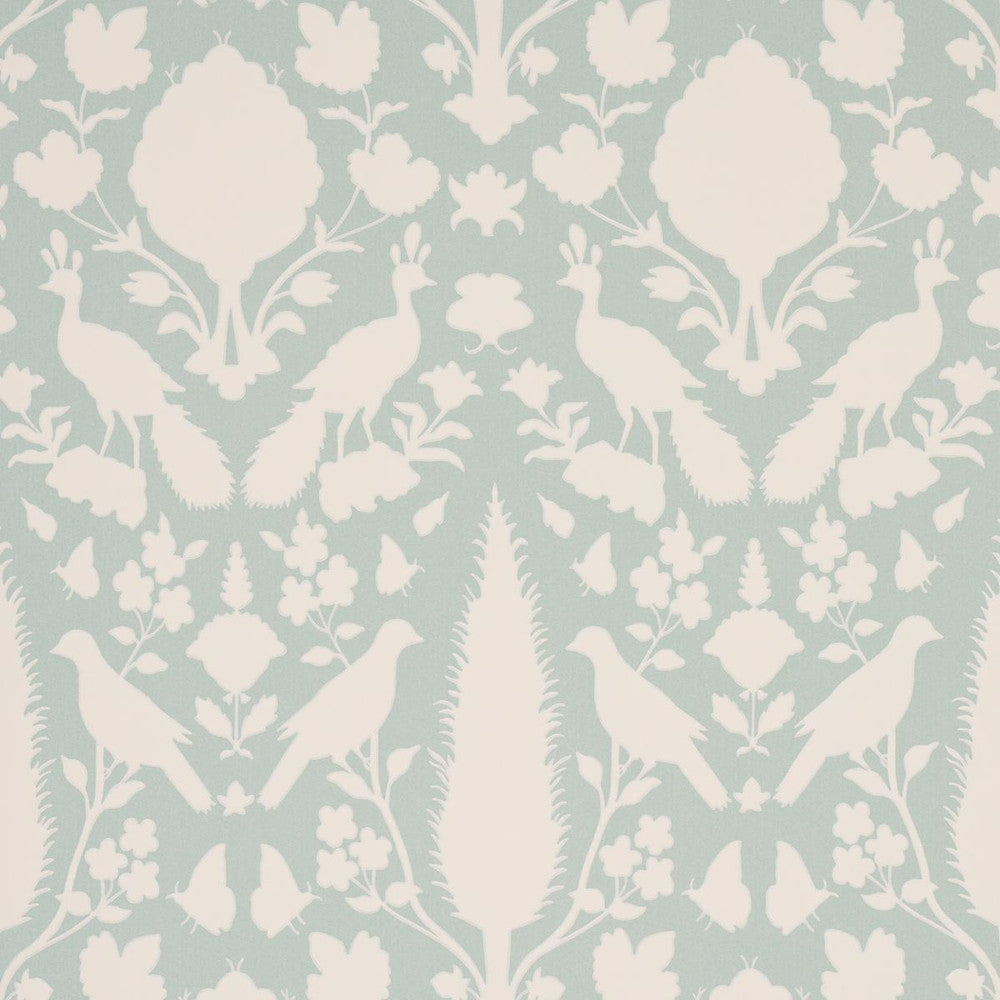 Chenonceau Aquamarine 5004122 by Schumacher Designer Wallpaper Exuberant Prints 13.5" - Swanky Fabrics -