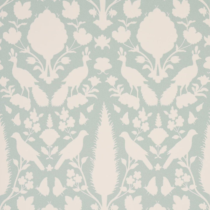 Chenonceau Aquamarine 5004122 by Schumacher Designer Wallpaper Exuberant Prints 13.5" - Swanky Fabrics -