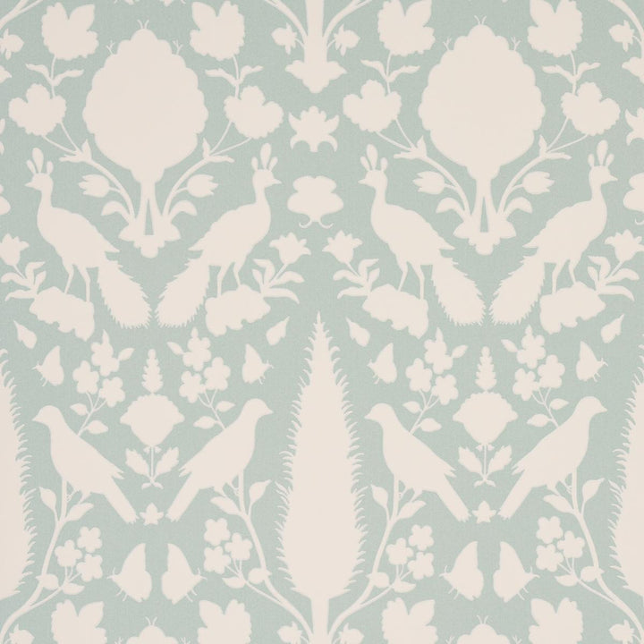 Chenonceau Aquamarine 5004122 by Schumacher Wallpaper Exuberant Prints 13.5" - Fabric Carolina -