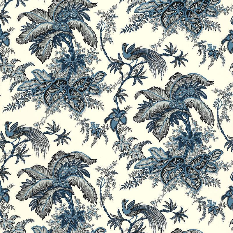 Coconut Grove Lapis 5004050 by Schumacher Wallpaper Classic Prints 13.5" - Fabric Carolina -