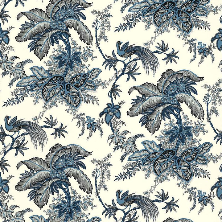 Coconut Grove Lapis 5004050 by Schumacher Wallpaper Classic Prints 13.5" - Fabric Carolina -