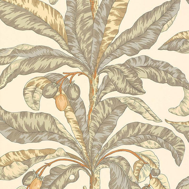 Blair House Palm Vanilla & Aqua 5004060 by Schumacher Wallpaper Tropicana 27.0" - Fabric Carolina -