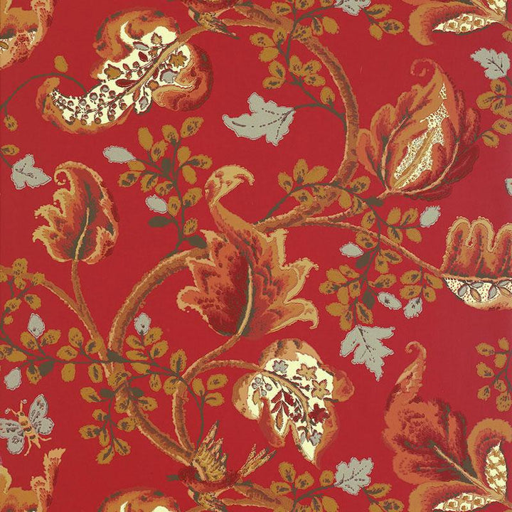 Fox Hollow Tomato And Brass 5004102 by Schumacher Wallpaper Perennial Favorites 27.0" - Fabric Carolina -