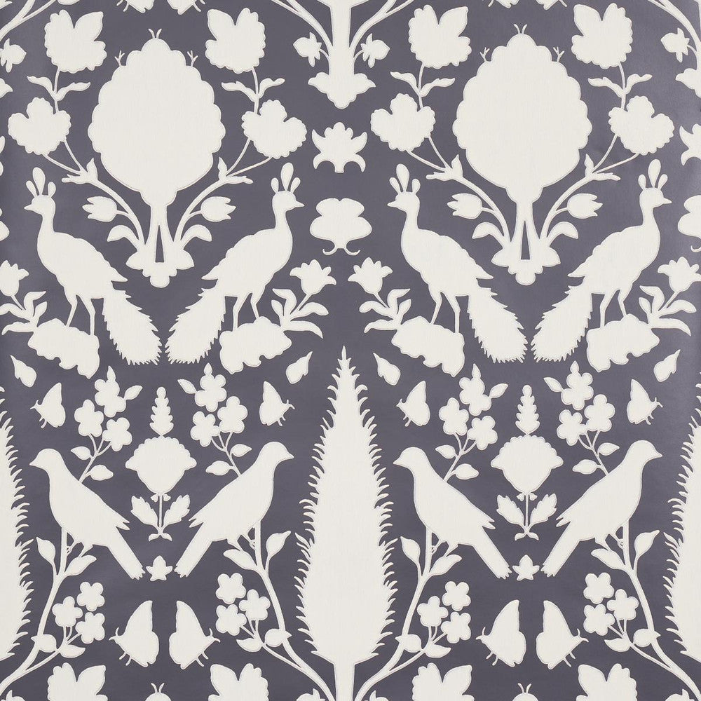 Chenonceau Charcoal 5004123 by Schumacher Wallpaper Exuberant Prints 13.5" - Fabric Carolina -