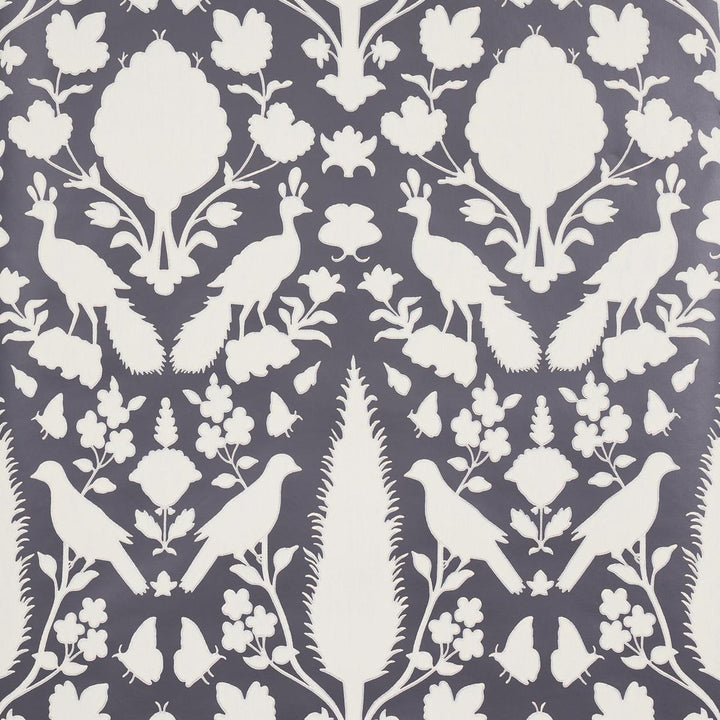 Chenonceau Charcoal 5004123 by Schumacher Wallpaper Exuberant Prints 13.5" - Fabric Carolina -