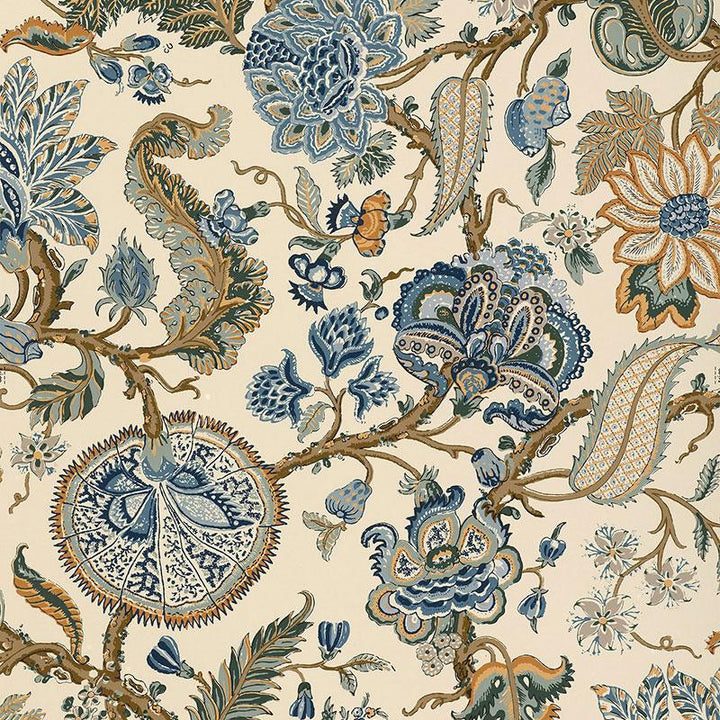 Chalfont Porcelain 5004203 by Schumacher Wallpaper The Libray Collection 27.0" - Fabric Carolina -