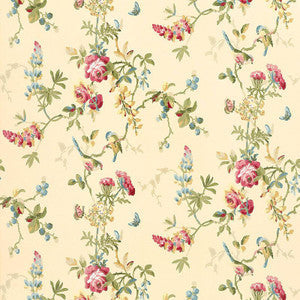 Chickadee Floral Vanilla 5004361 by Schumacher Wallpaper