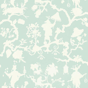 Shantung Silhouette Print Mineral 5005153 by Schumacher Wallpaper