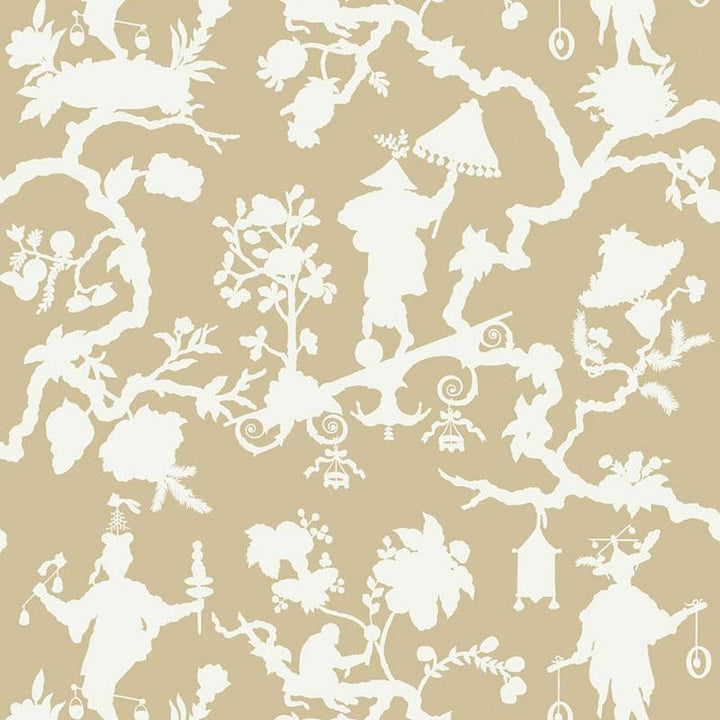 Shantung Silhouette Print Sand 5005150 by Schumacher Wallpaper Exuberant Prints 27.0" - Fabric Carolina -