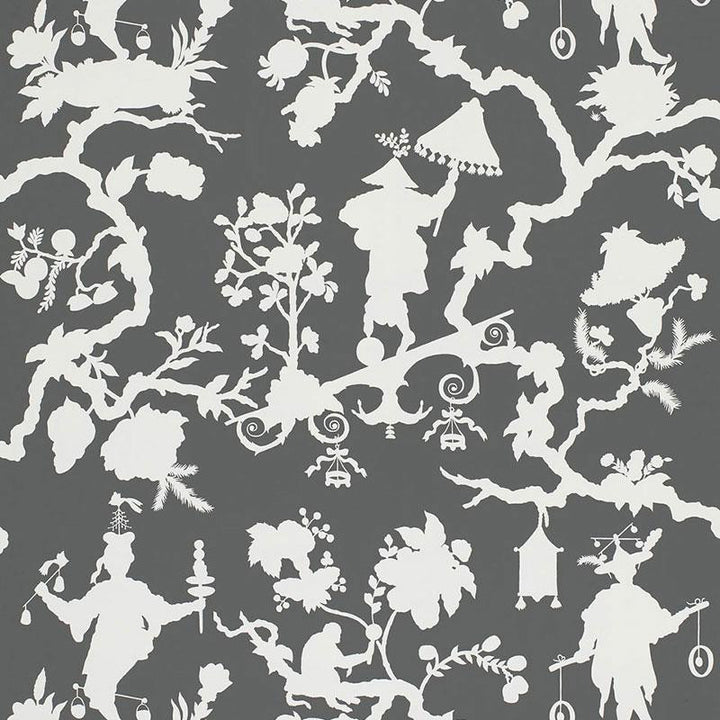 Shantung Silhouette Print Smoke 5005151 by Schumacher Wallpaper Exuberant Prints 27.0" - Fabric Carolina -