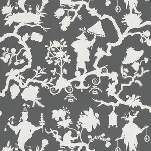 Shantung Silhouette Print Smoke 5005151 by Schumacher Wallpaper