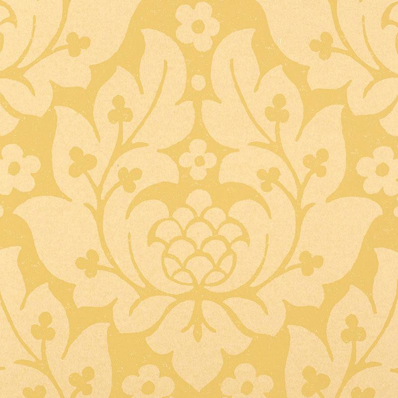 Fiore Damask Buttercup 5003671 by Schumacher Wallpaper Palazzo 13.5" - Fabric Carolina -