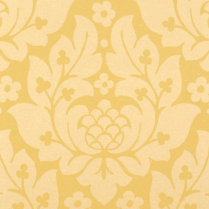 Fiore Damask Buttercup 5003671 by Schumacher Wallpaper Palazzo 13.5" - Fabric Carolina -