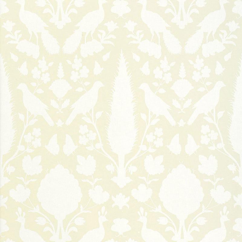 Chenonceau Bisque 5004124 by Schumacher Wallpaper Exuberant Prints 13.88" - Fabric Carolina -