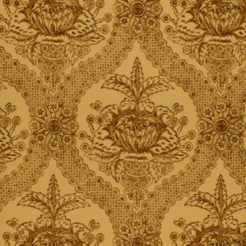 Haddon Hall Damask Umber 5004171 by Schumacher Designer Wallpaper The Libray Collection 9.0" - Swanky Fabrics -