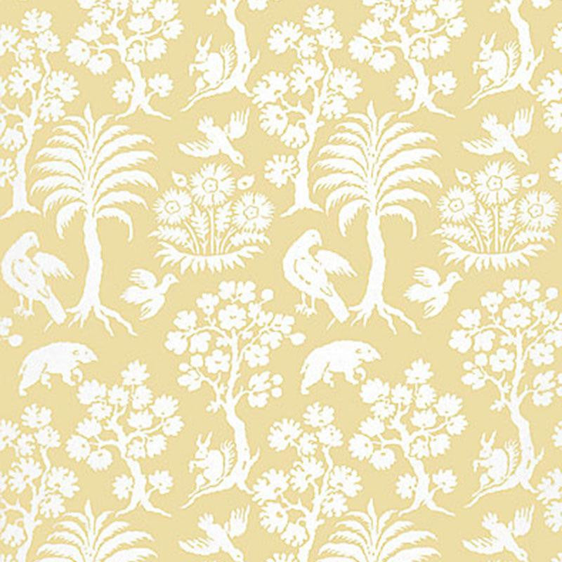 Palm Damask Sunlight 5004351 by Schumacher Designer Wallpaper Greenhouse 13.5" - Swanky Fabrics -