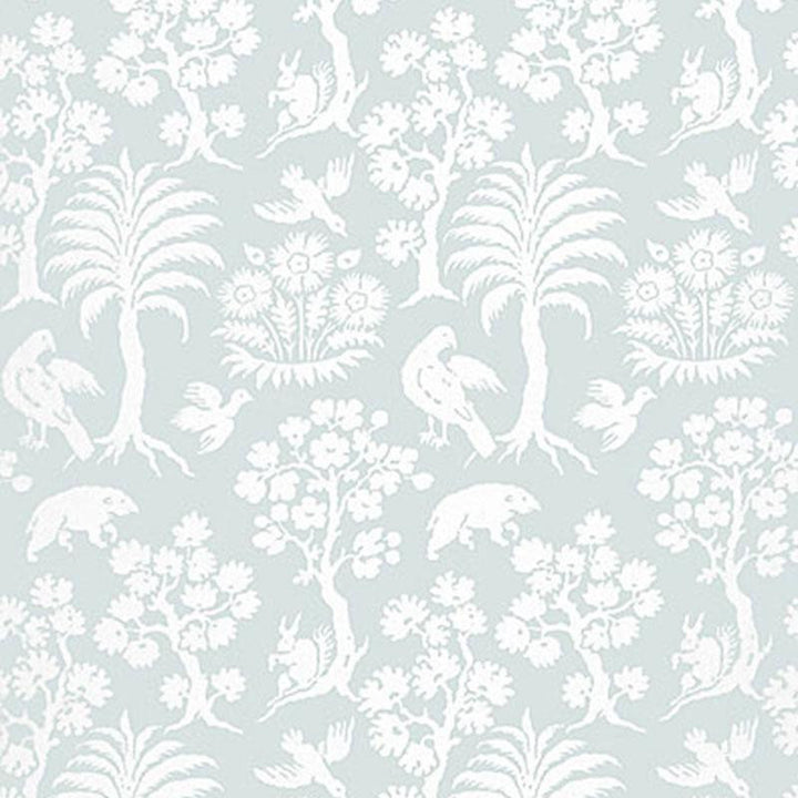 Palm Damask Sky 5004353 by Schumacher Wallpaper Greenhouse 13.5" - Fabric Carolina -