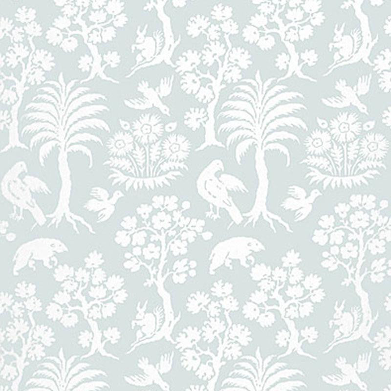 Palm Damask Sky 5004353 by Schumacher Designer Wallpaper Greenhouse 13.5" - Swanky Fabrics -