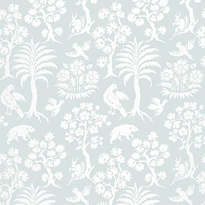 Palm Damask Sky 5004353 by Schumacher Designer Wallpaper Greenhouse 13.5" - Swanky Fabrics -