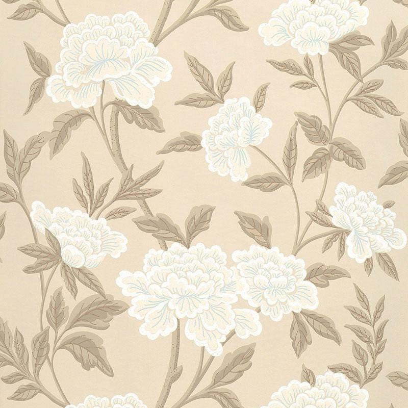Whitney Floral Taupe 5004383 by Schumacher Wallpaper Greenhouse 27.0" - Fabric Carolina -