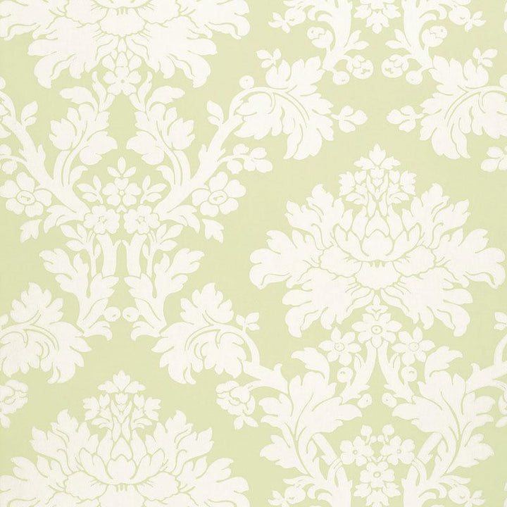 Tierni Damask Celery 5004462 by Schumacher Wallpaper Greenhouse 13.5" - Fabric Carolina -