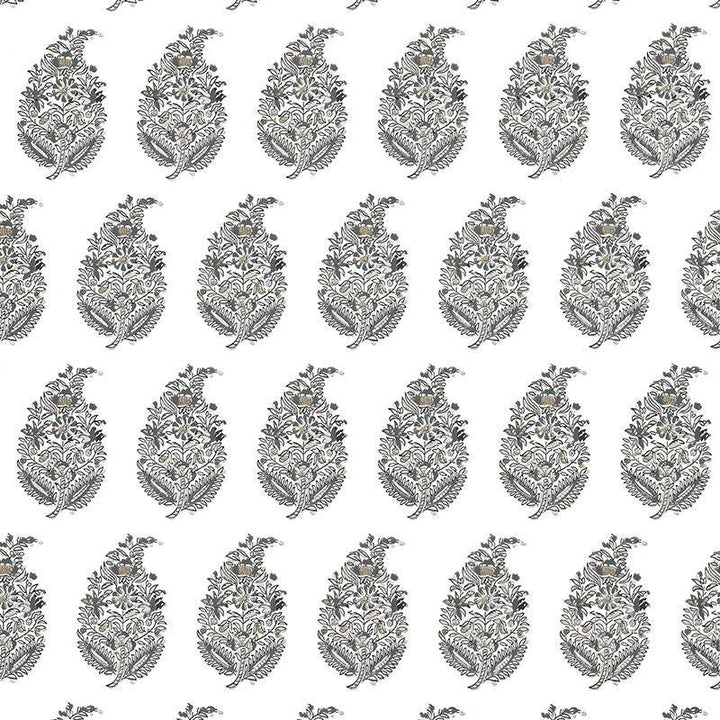 Rajasthan Paisley Silver 5004474 by Schumacher Designer Wallpaper Greenhouse 4.5" - Swanky Fabrics -