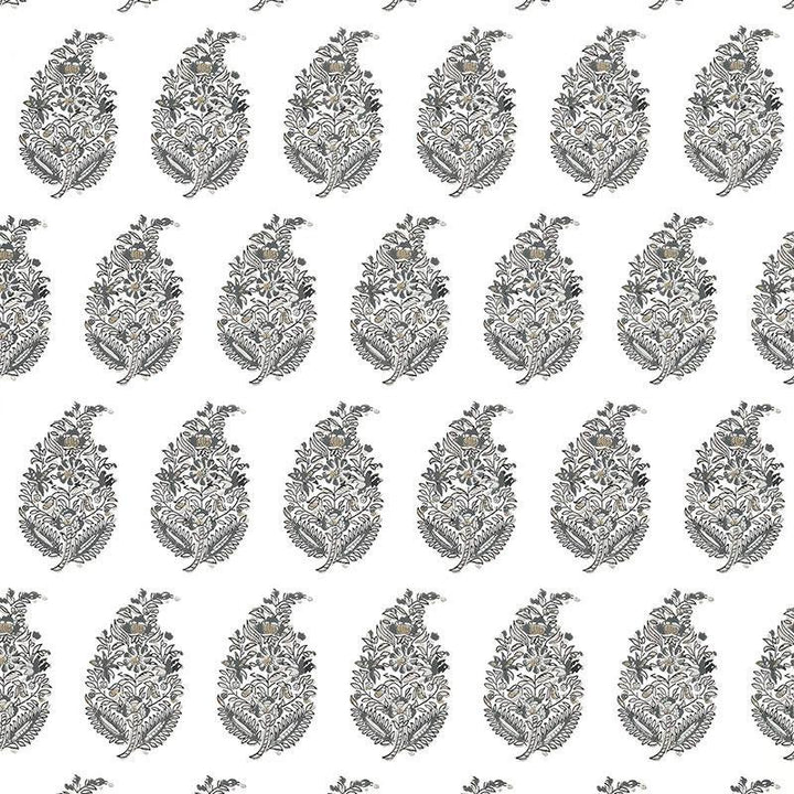 Rajasthan Paisley Silver 5004474 by Schumacher Wallpaper Greenhouse 4.5" - Fabric Carolina -