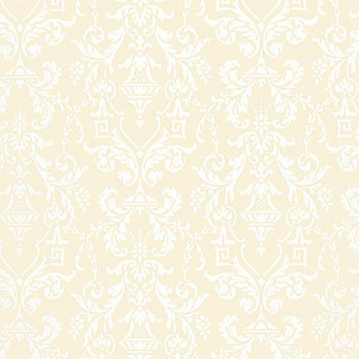 Lido Damask Beige 5004480 by Schumacher Designer Wallpaper Greenhouse 9.0" - Swanky Fabrics -