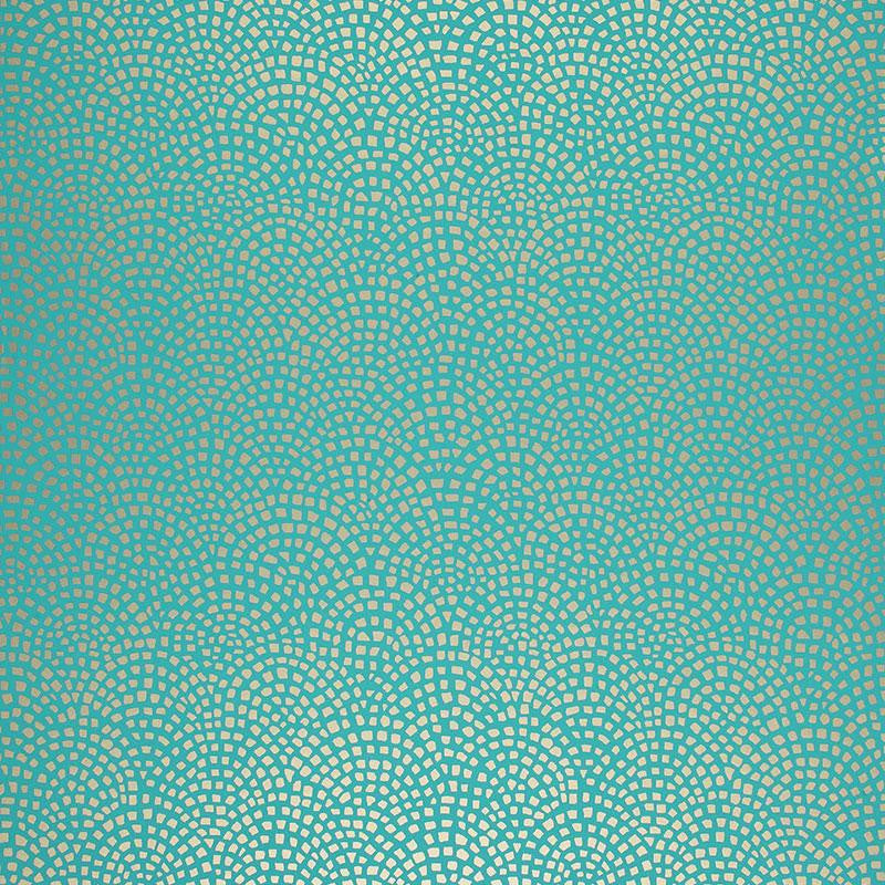 Mosaic Turquoise 5005043 by Schumacher Wallpaper Modern Nature 13.5" - Fabric Carolina -