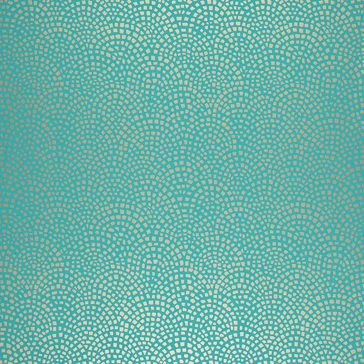 Mosaic Turquoise 5005043 by Schumacher Designer Wallpaper Modern Nature 13.5" - Swanky Fabrics -